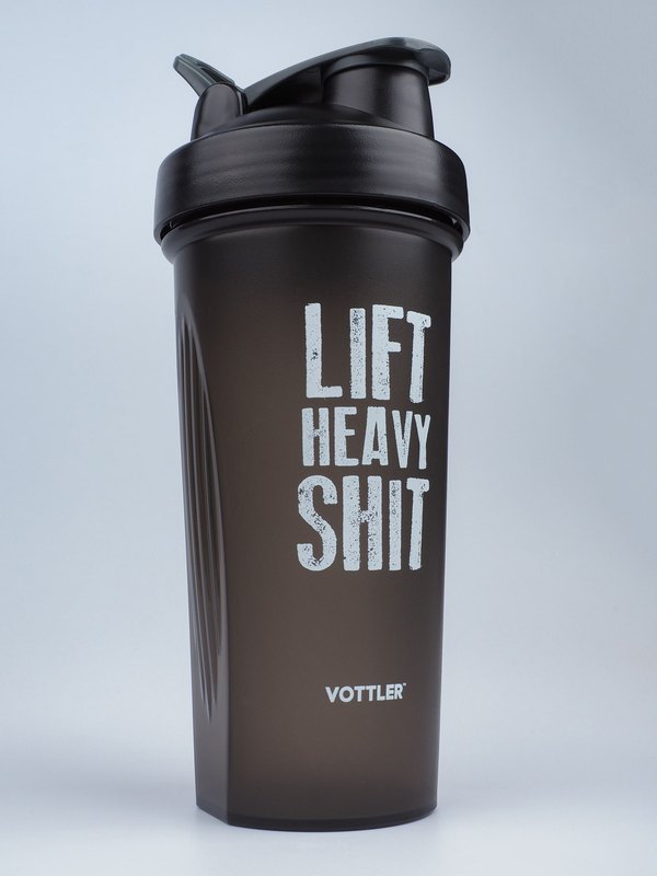 Шейкер VOTTLER 600 мл, черный, принт LIFT HEAVY